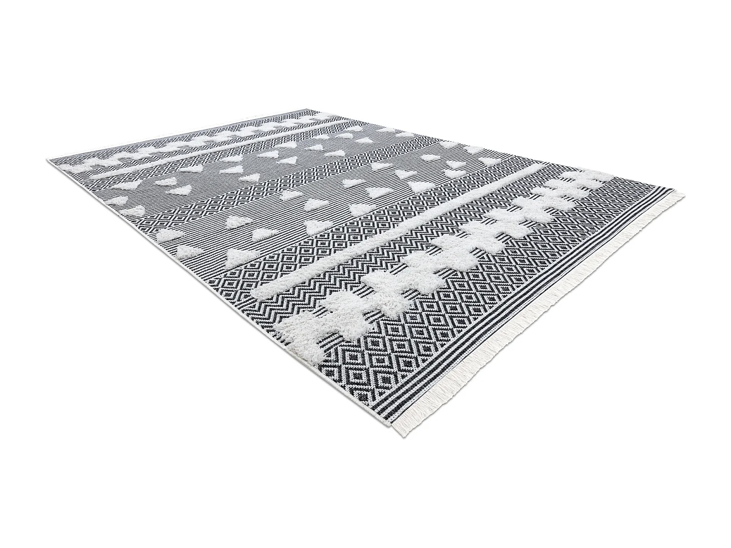 Teppich ÖKO SISAL BOHO MOROC Geometrisch 22321 Franse - zwei Ebenen a 194x290 cm