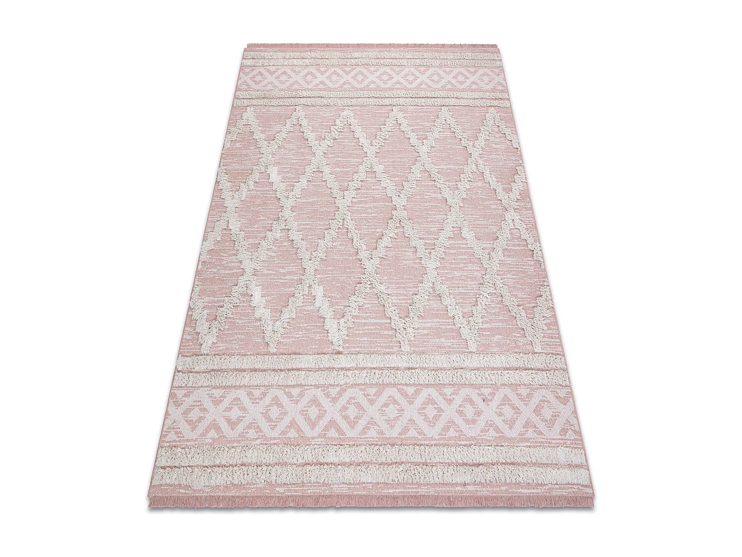 Tapis ECO SIZAL BOHO MOROC Diamants 22297 franges - deux niveaux de mo 194x290 cm