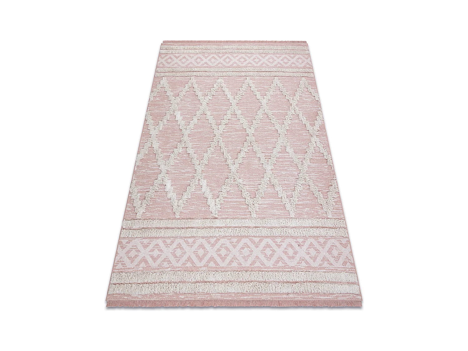 Tapis ECO SIZAL BOHO MOROC Diamants 22297 franges - deux niveaux de mo 194x290 cm