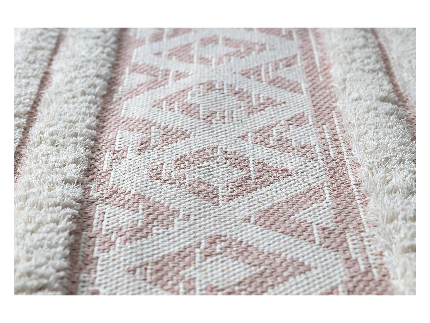 Tapis ECO SIZAL BOHO MOROC Diamants 22297 franges - deux niveaux de mo 194x290 cm