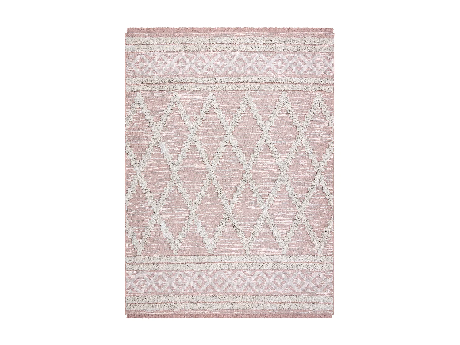 Tapis ECO SIZAL BOHO MOROC Diamants 22297 franges - deux niveaux de mo 194x290 cm