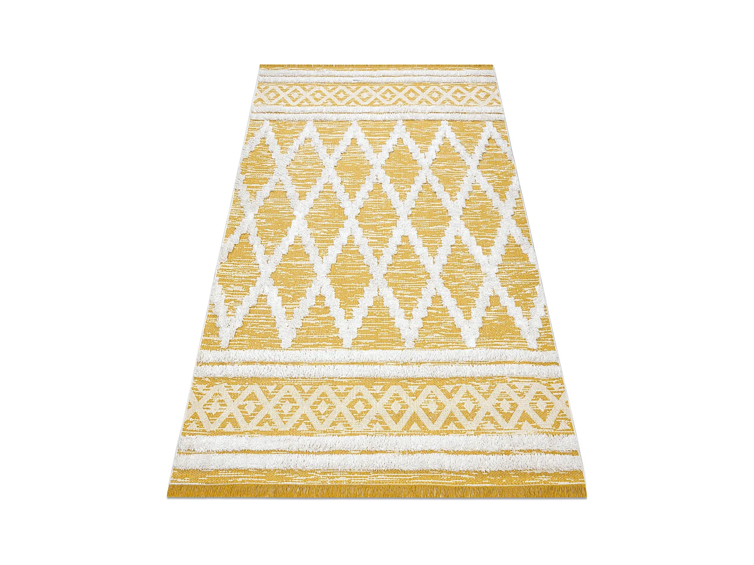 Tapis ECO SIZAL BOHO MOROC Diamants 22297 franges - deux niveaux de mo 194x290 cm