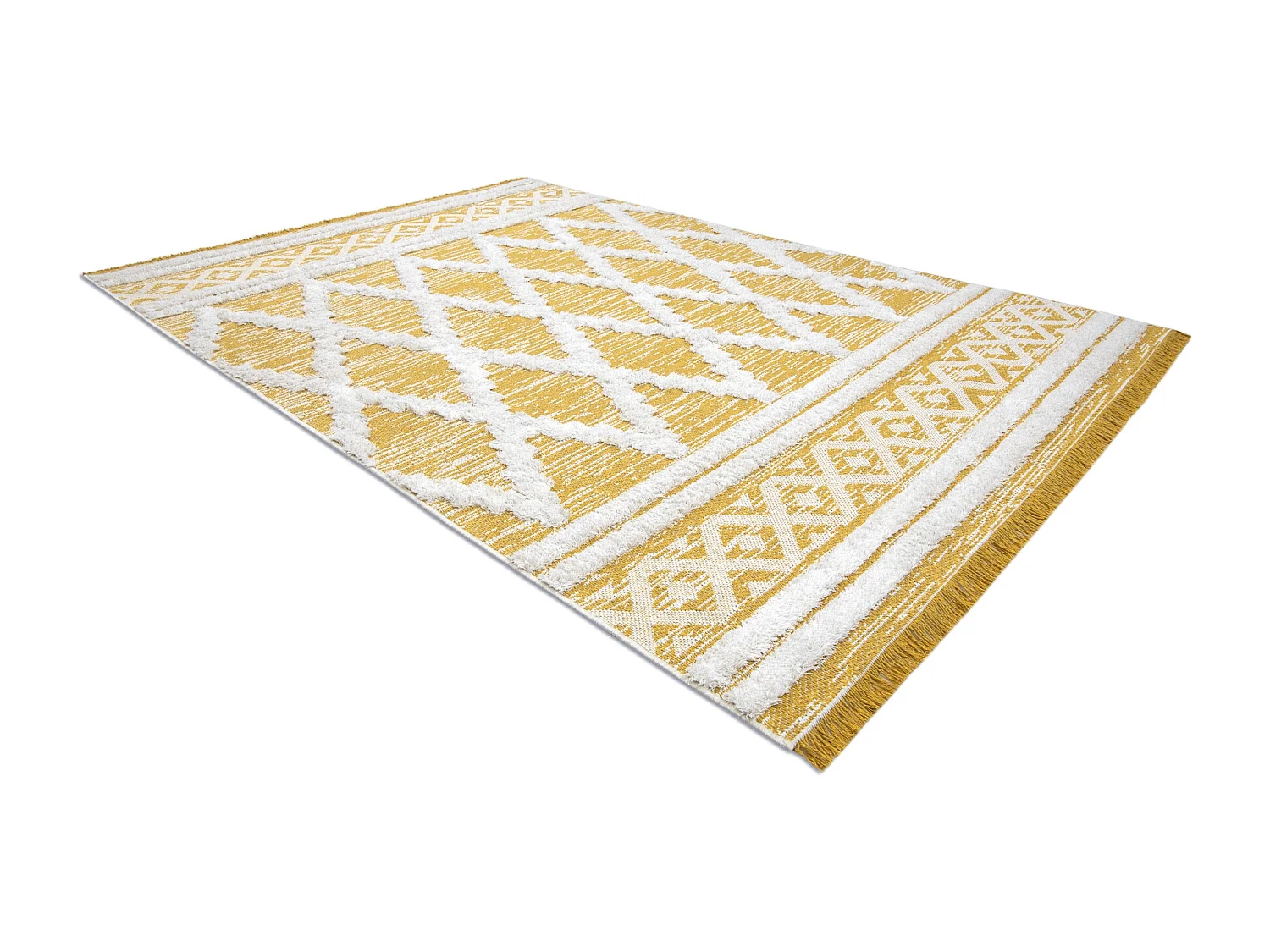 Tapis ECO SIZAL BOHO MOROC Diamants 22297 franges - deux niveaux de mo 194x290 cm
