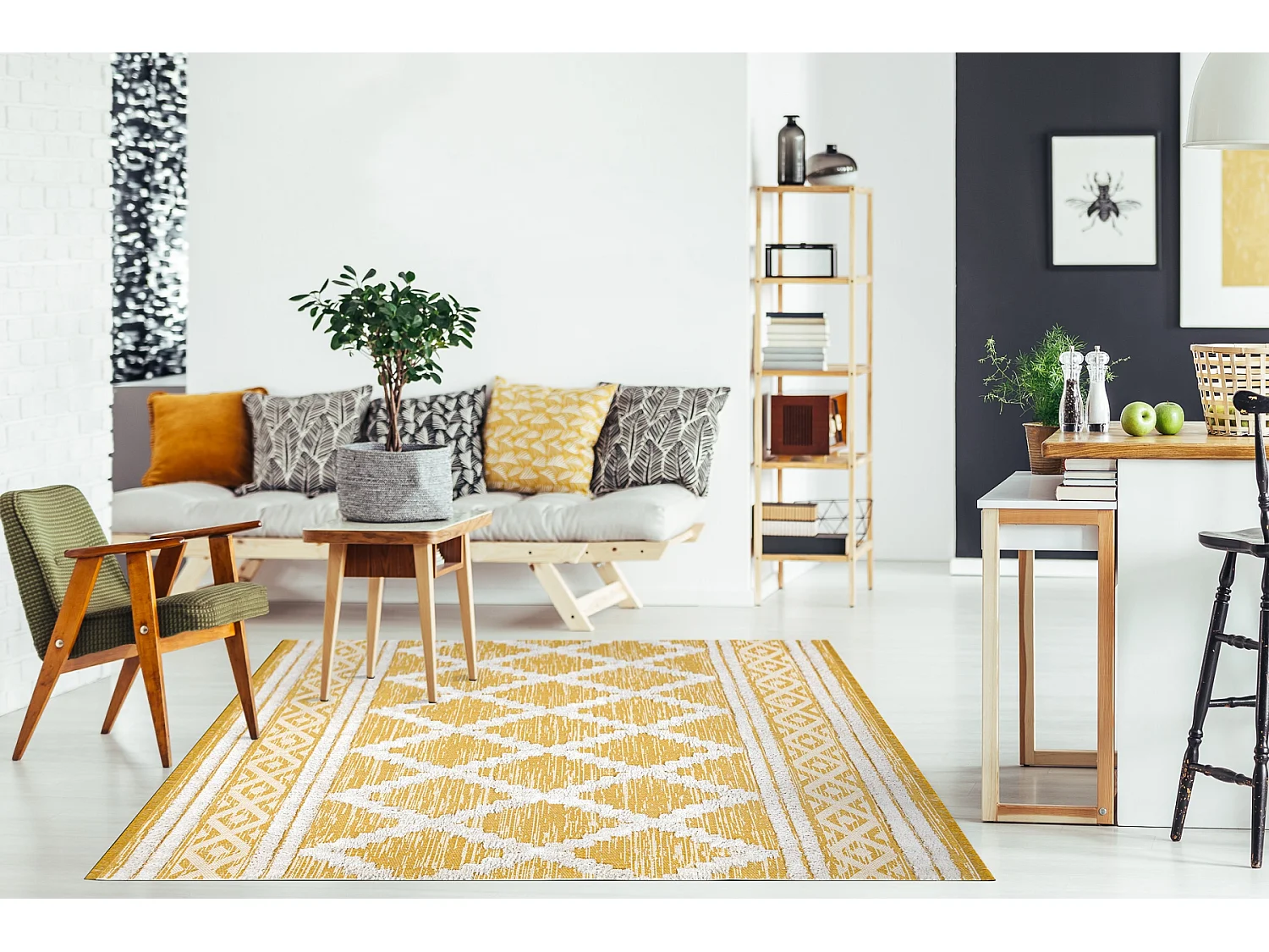 Tapis ECO SIZAL BOHO MOROC Diamants 22297 franges - deux niveaux de mo 194x290 cm