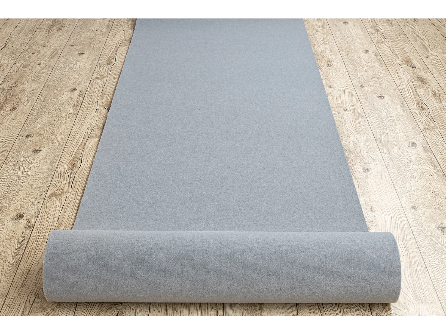 Alfombra de pasillo con refuerzo de goma RUMBA un solo color gris 70x880 cm