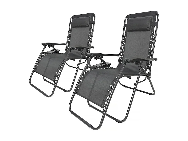 Lot de 2 Fauteuils de jardin inclinable zéro gravité "Sintra" - Noir