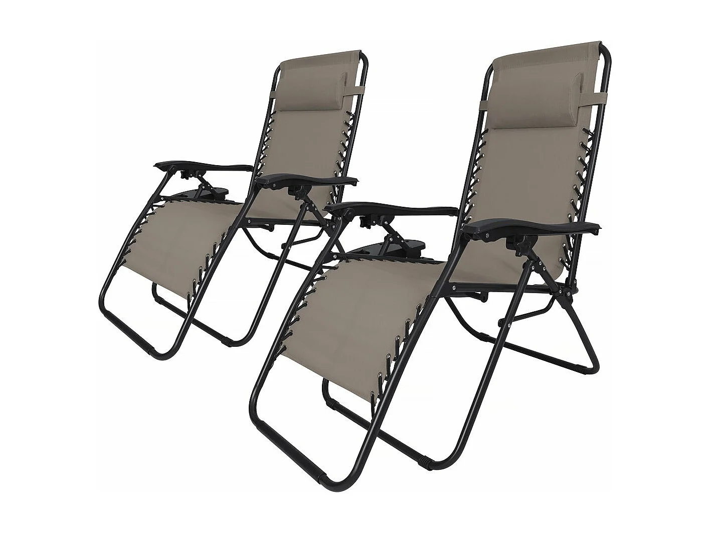 Lot de 2 Fauteuils de jardin inclinable zéro gravité "Sintra" - Taupe