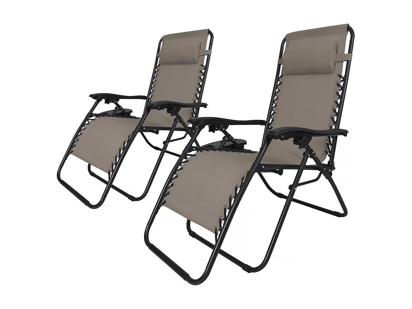 Lot de 2 Fauteuils de jardin inclinable zéro gravité "Sintra" - Taupe