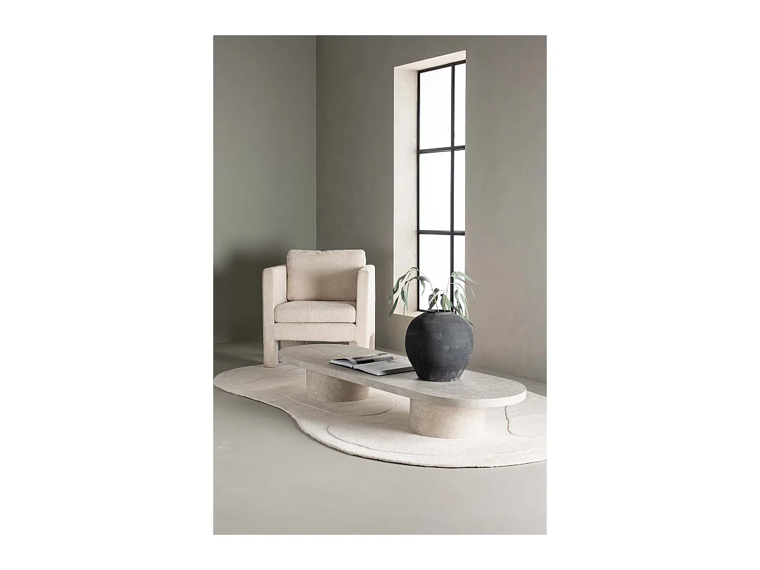 Narvik - Table basse ovale effet marbre 190x60cm - Beige