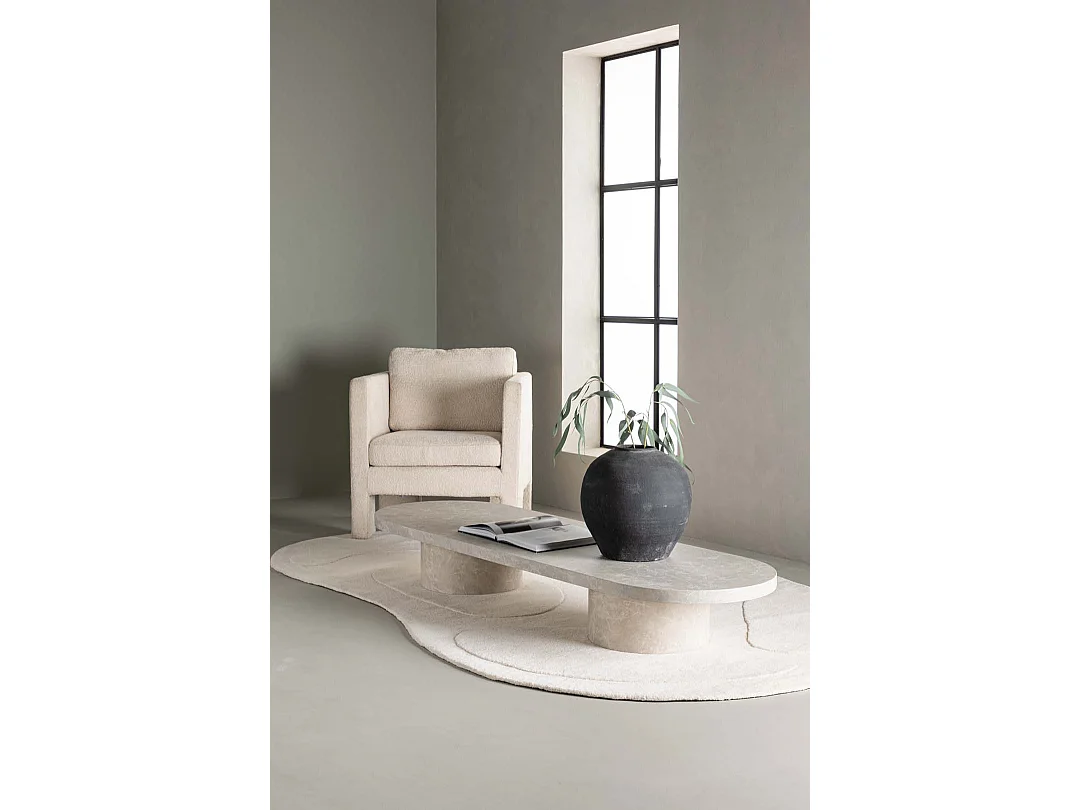 Narvik - Table basse ovale effet marbre 190x60cm - Beige