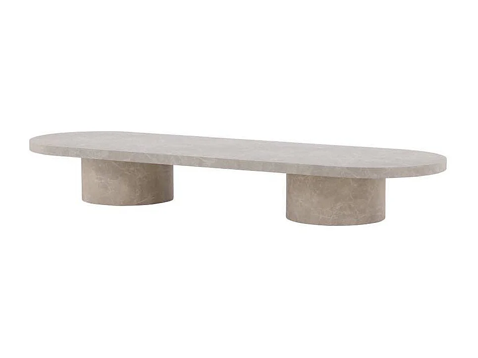 Narvik - Table basse ovale effet marbre 190x60cm - Beige
