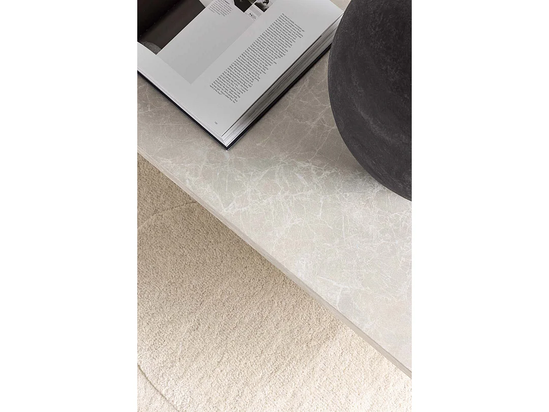 Narvik - Table basse ovale effet marbre 190x60cm - Beige