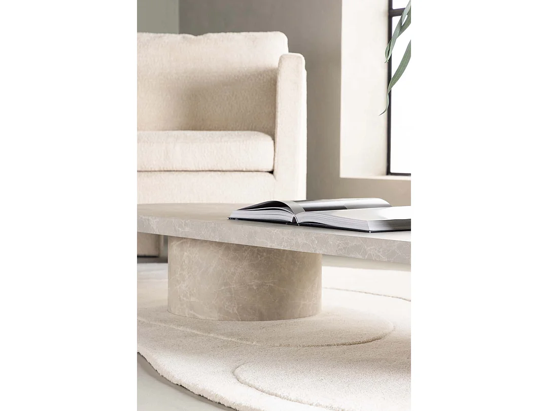 Narvik - Table basse ovale effet marbre 190x60cm - Beige