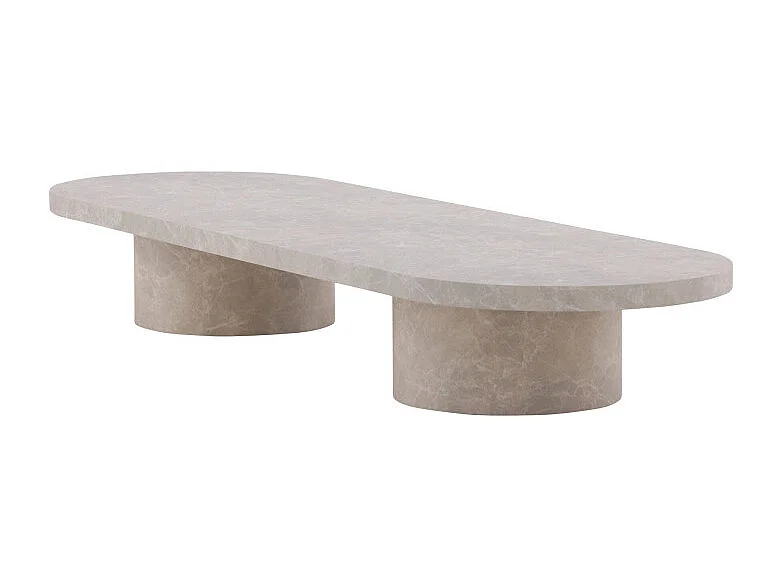 Narvik - Table basse ovale effet marbre 190x60cm - Beige