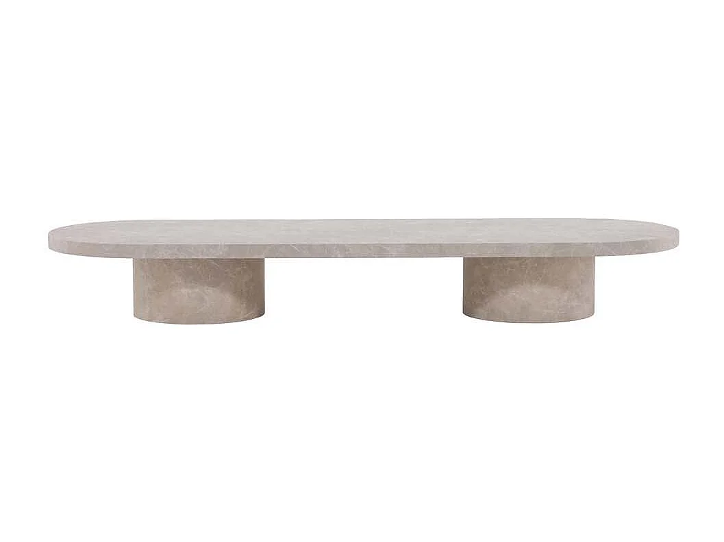 Narvik - Table basse ovale effet marbre 190x60cm - Beige
