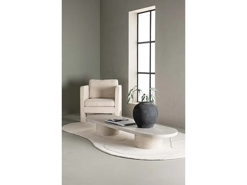 Narvik - Table basse ovale effet marbre 190x60cm - Beige