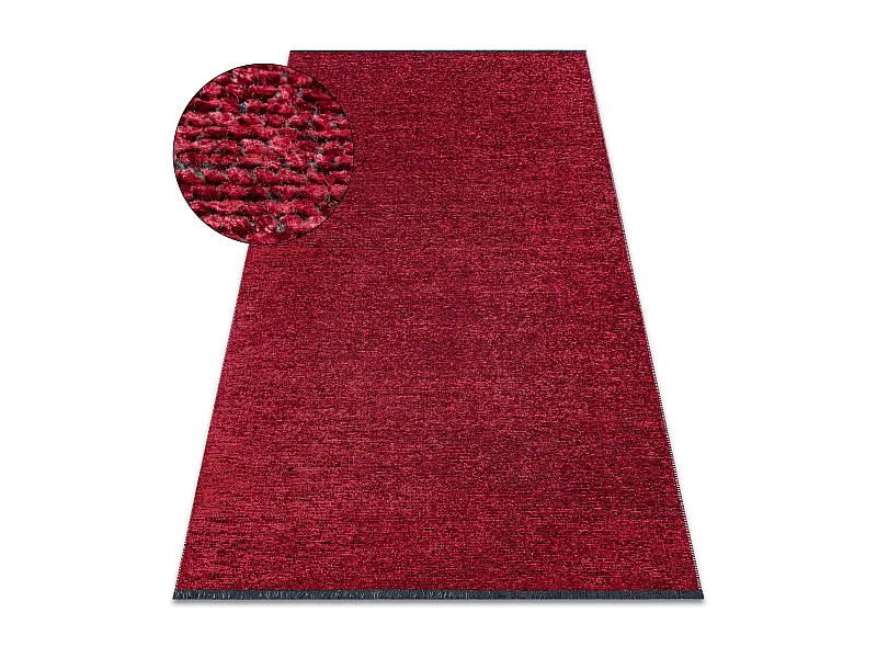 Tapis FLORENCE 24021 Uni, glamour, tissé à plat, franges - rouge 118x170 cm