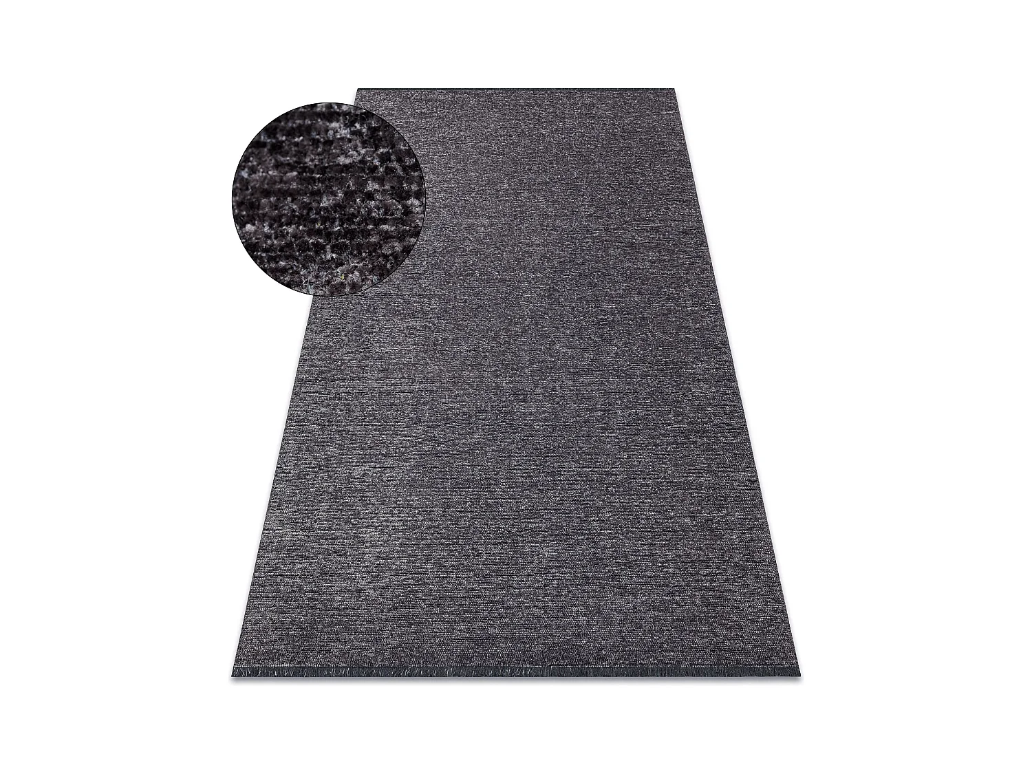 Tapis FLORENCE 24021 Uni, glamour, tissé à plat, franges - anthracit 118x170 cm