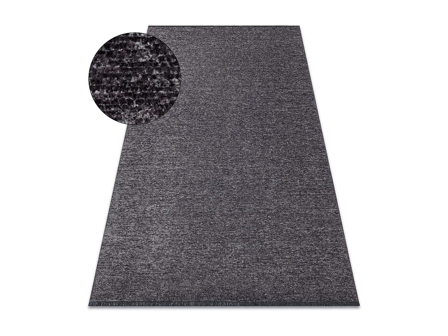 Alfombra TOSCANA 24021 Un color, glamour, tejido plano, flecos - antra 118x170 cm