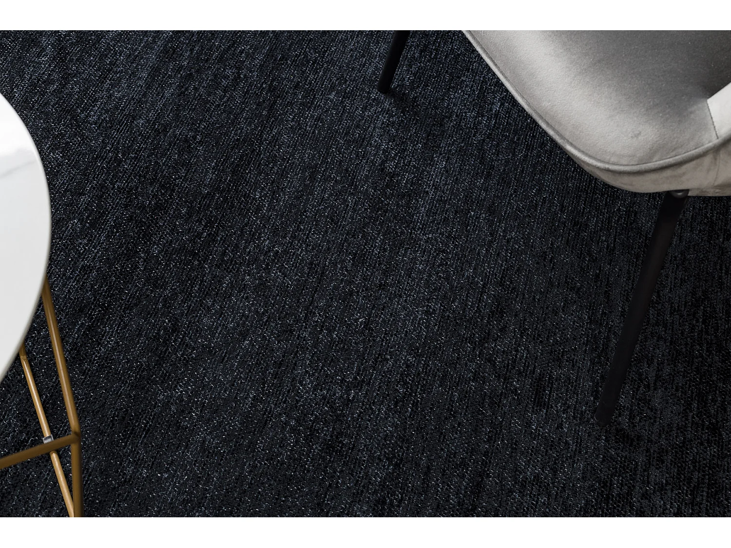 Tapijt FLORENCE 24021 Eenkleurig, glamour, plat geweven, franjes - zwa 118x170 cm