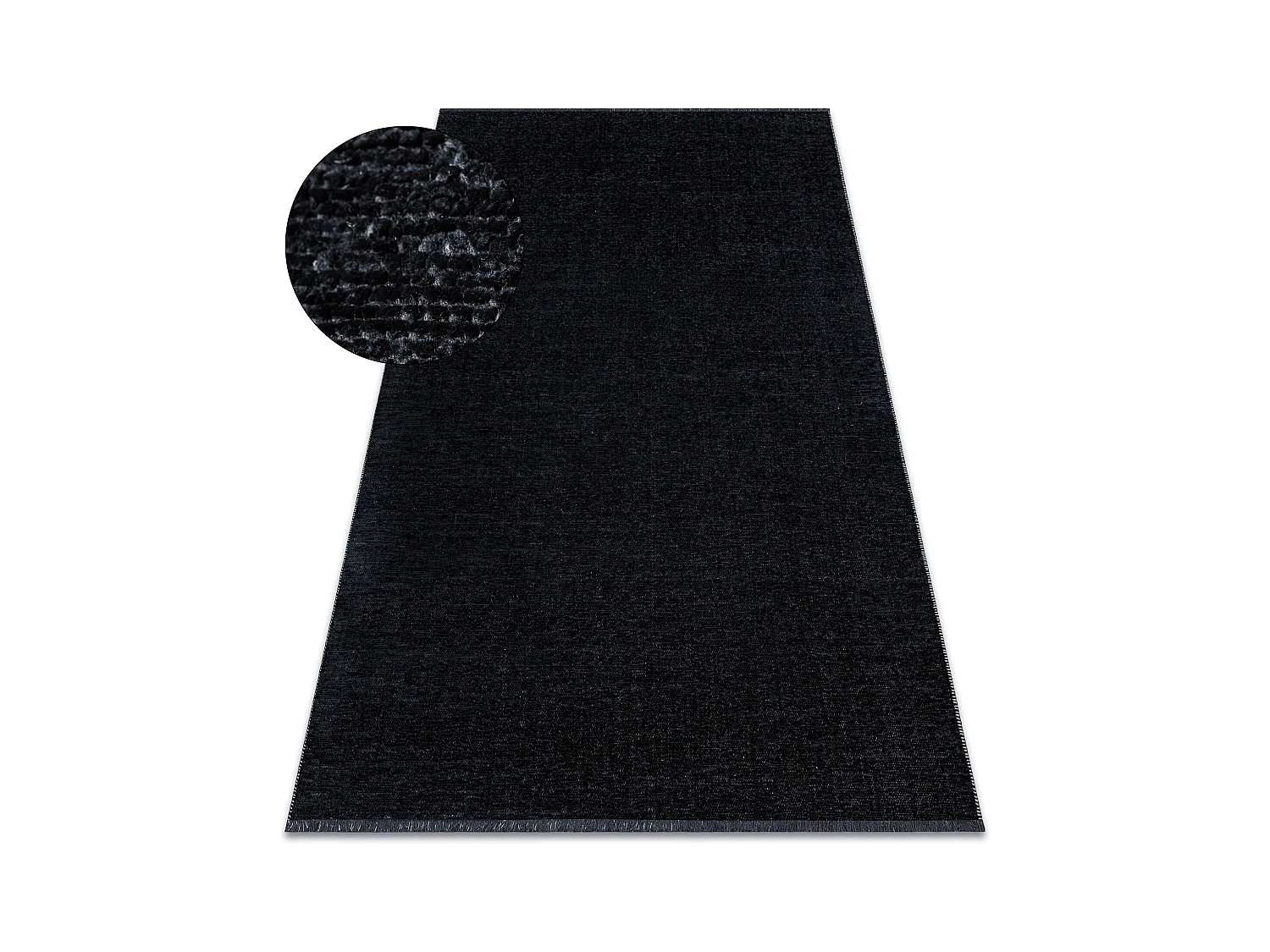 Tapis FLORENCE 24021 Uni, glamour, tissé à plat, franges - noir 118x170 cm