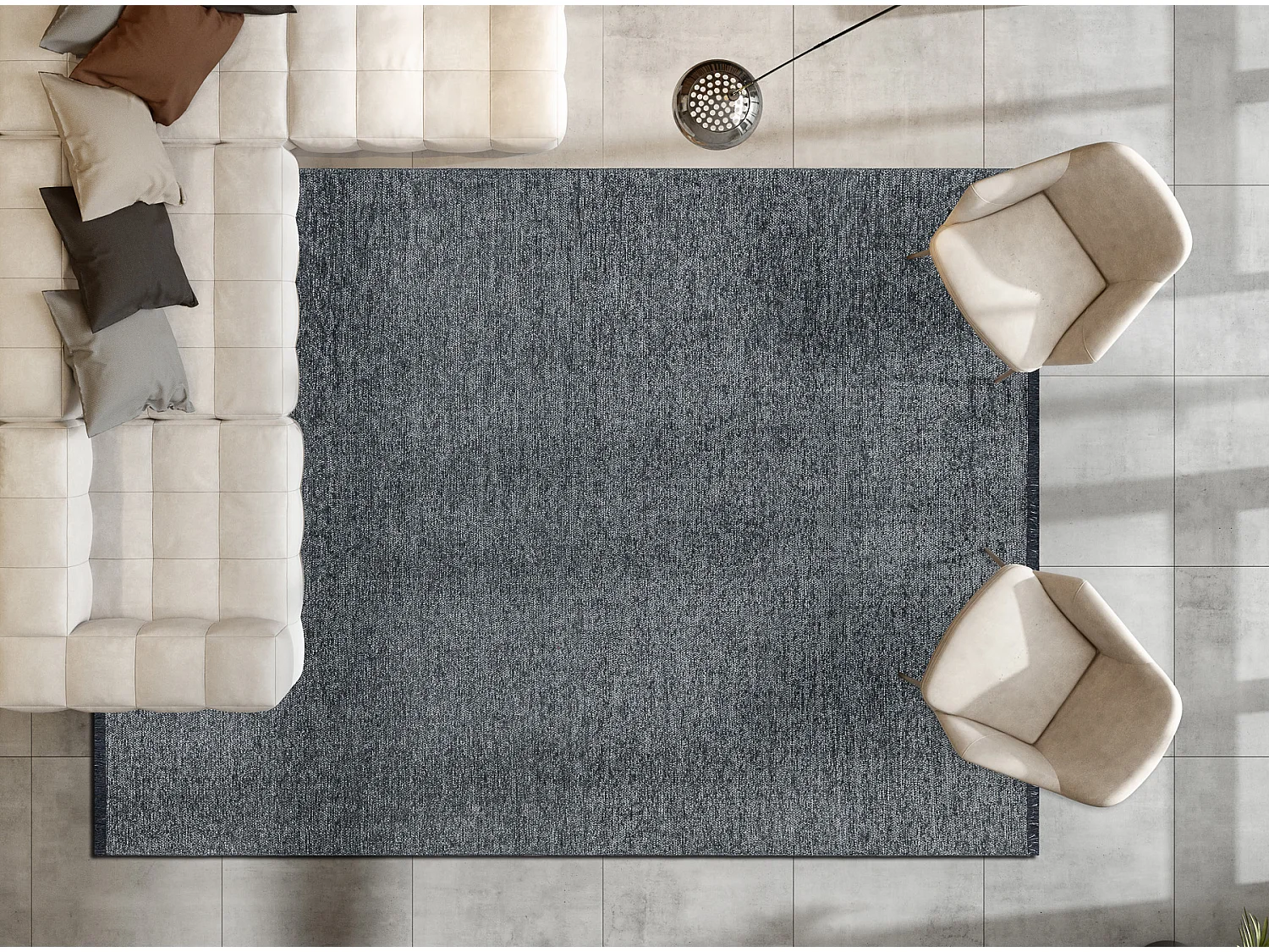 Tapis FLORENCE 24021 Uni, glamour, tissé à plat, franges - couleur d 118x170 cm