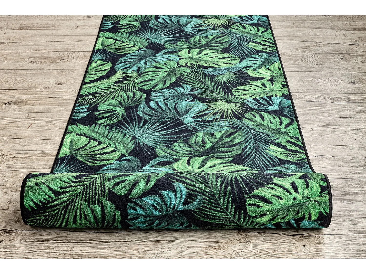 CHODNIK podgumowany MONSTERA Liście guma zielony 67 cm 67x570 cm