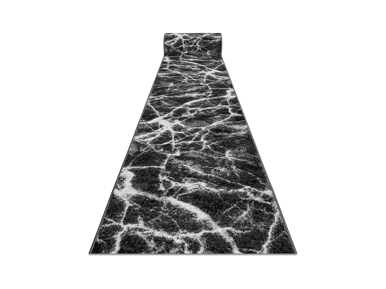 TAPIS DE COULOIR BCF MORAD Marmur Marbre anthracite / noir 60x600 cm