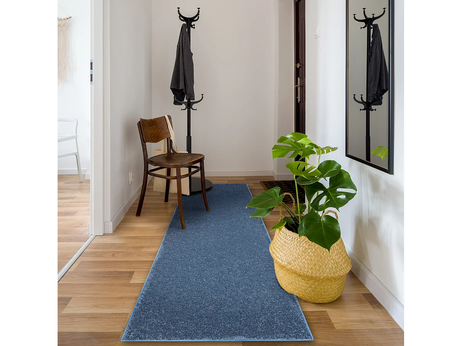 Vloerbedekking SANTA FE blauw 74, glad, uniform, enkele kleur 70x350 cm