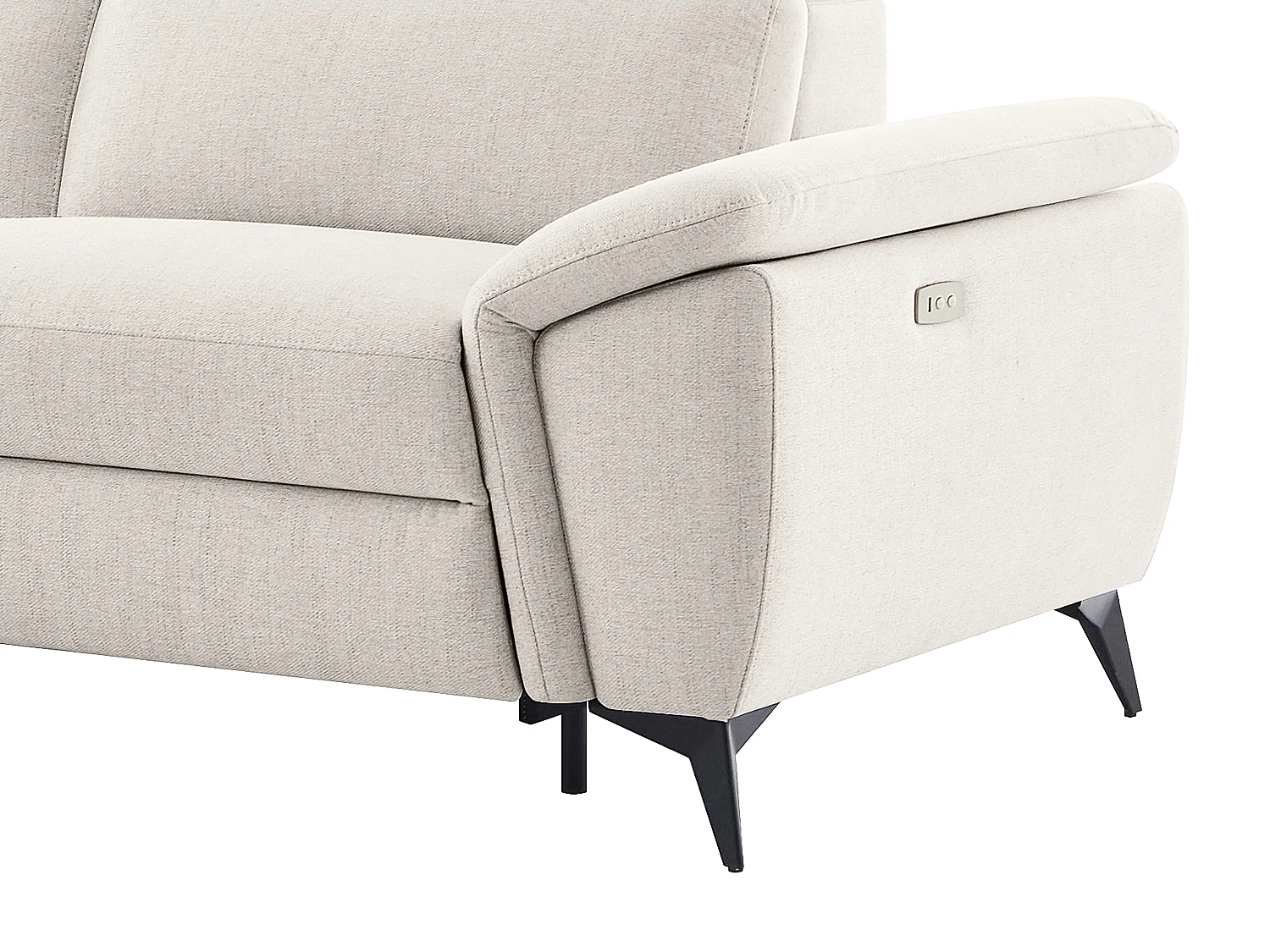 Sofá esquinero izquierdo relax eléctrico en tejido jaspeado beige CADILO