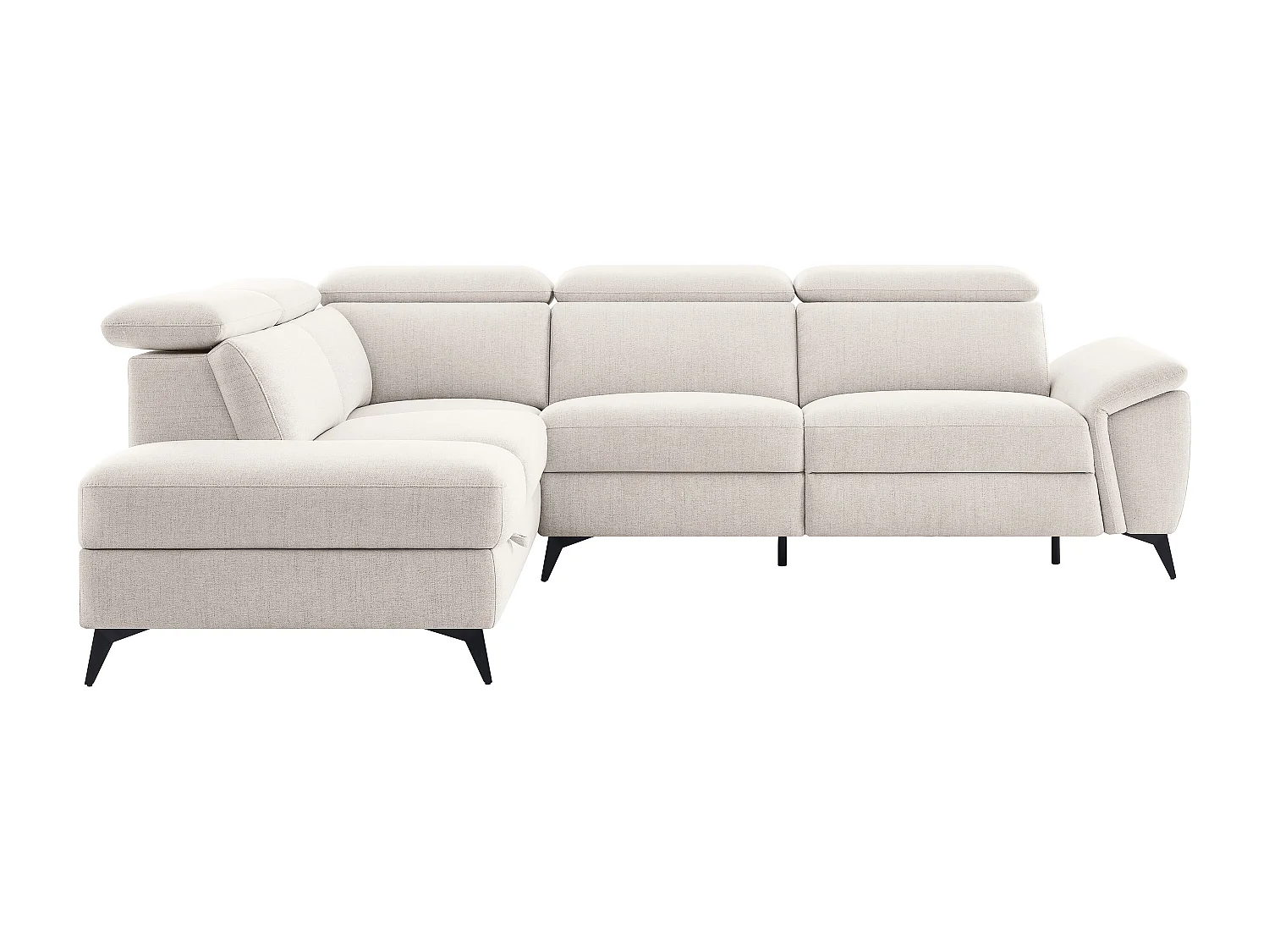 Sofá esquinero izquierdo relax eléctrico en tejido jaspeado beige CADILO