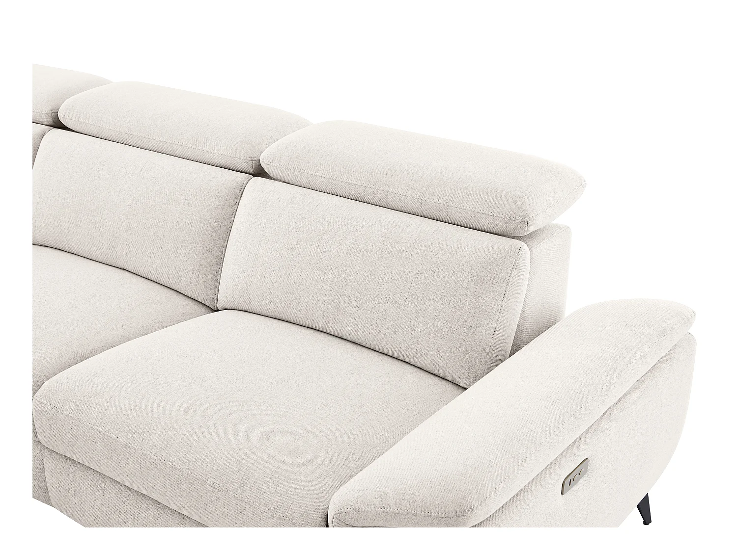 Sofá esquinero izquierdo relax eléctrico en tejido jaspeado beige CADILO