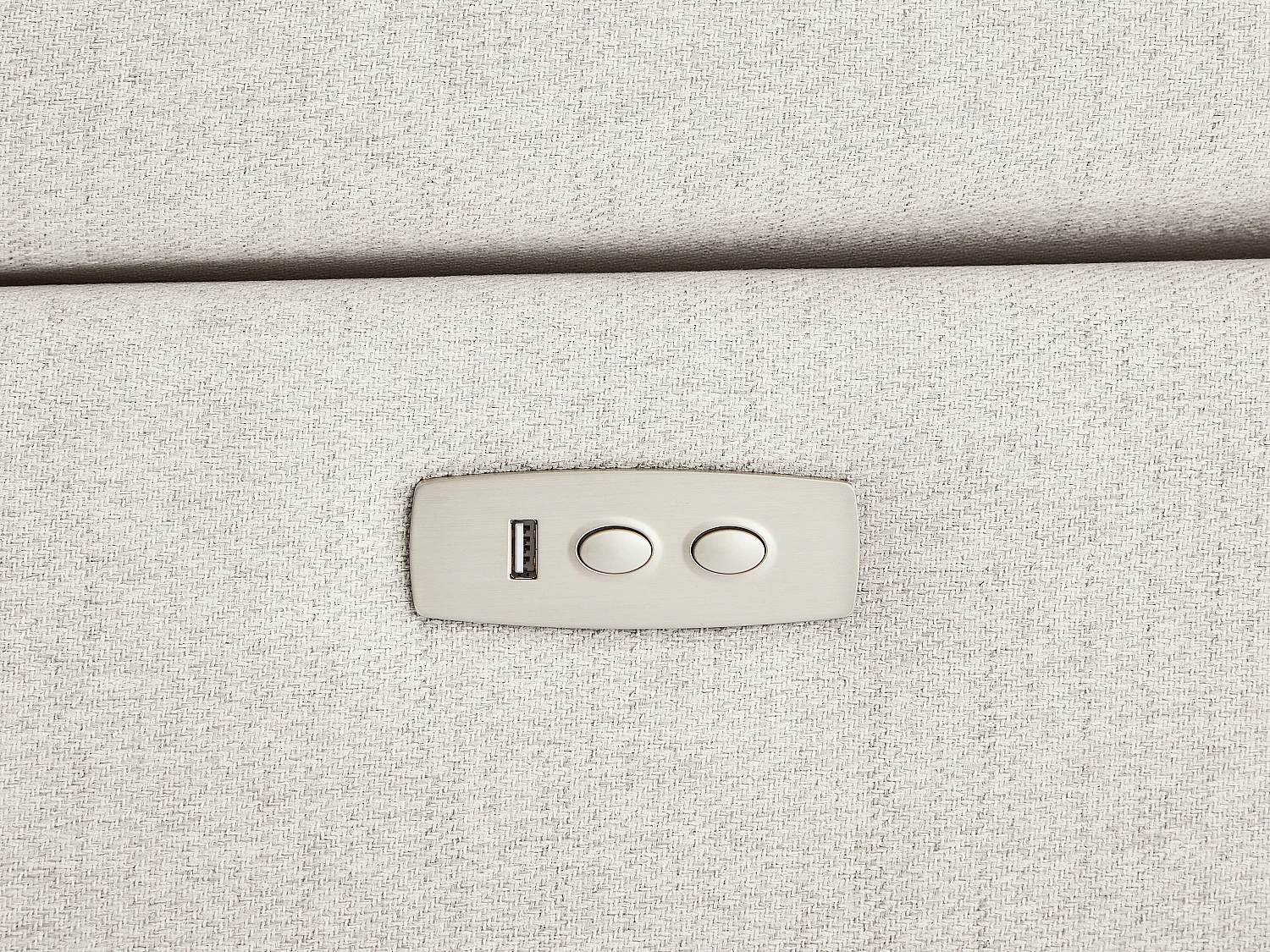 Sofa med højreoligi højre hjørne og elektrisk afslapningsfunktion i meleret beige stof, CADILO