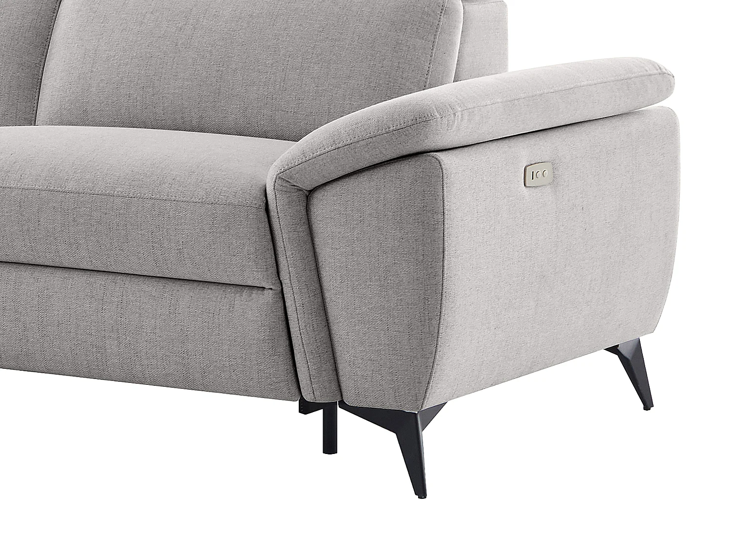 Canapé d'angle gauche relax électrique en tissu chiné gris clair CADILO