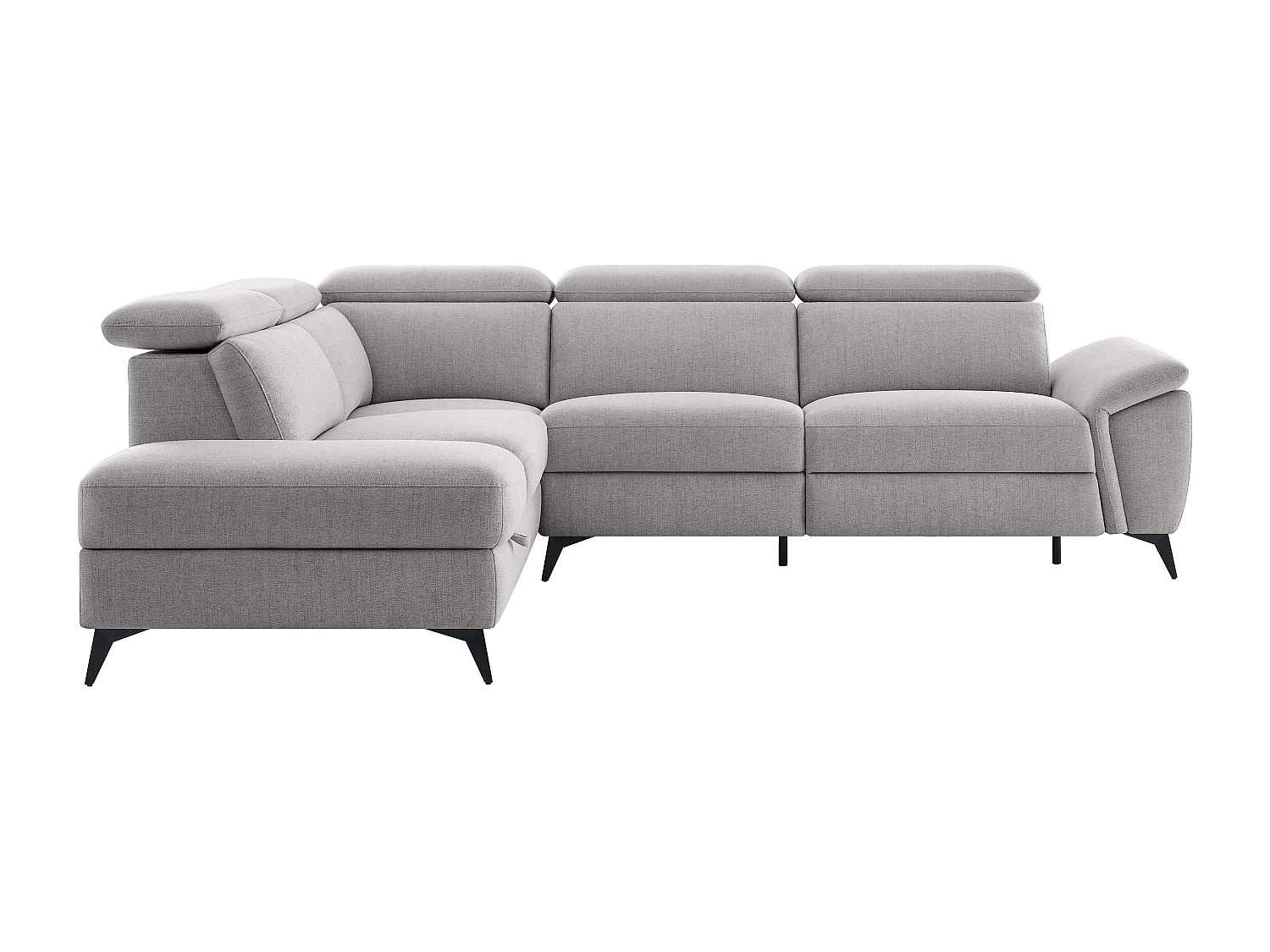 Canapé d'angle gauche relax électrique en tissu chiné gris clair CADILO