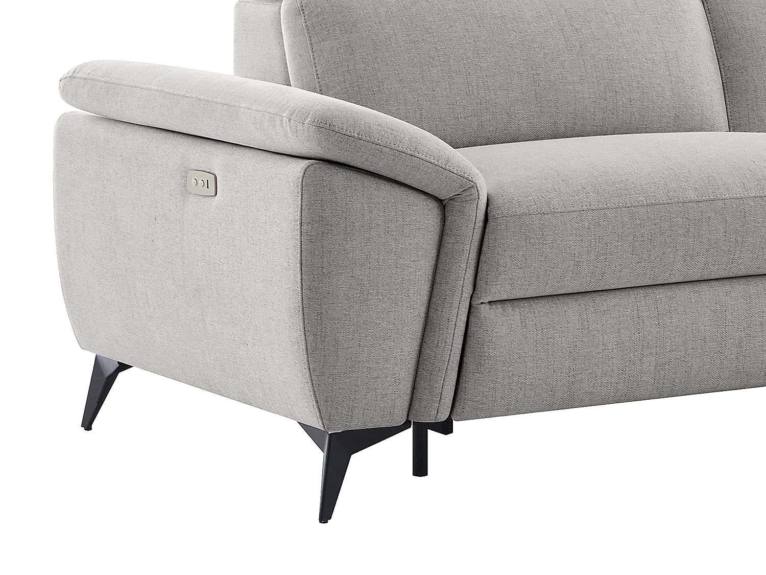 Canapé d'angle droit relax électrique en tissu chiné gris clair CADILO