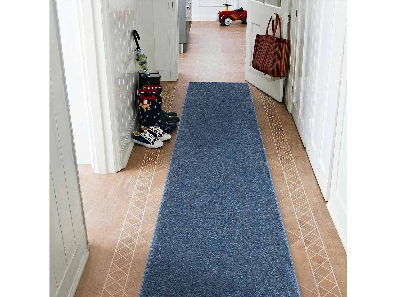 Vloerbedekking SANTA FE blauw 74, glad, uniform, enkele kleur 60x370 cm