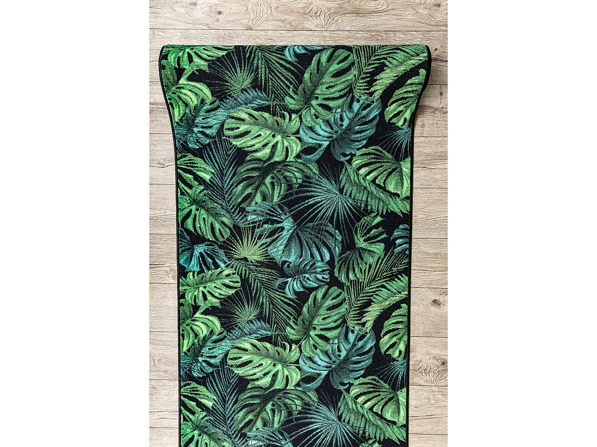 CHODNIK podgumowany MONSTERA Liście guma zielony 67 cm 67x510 cm