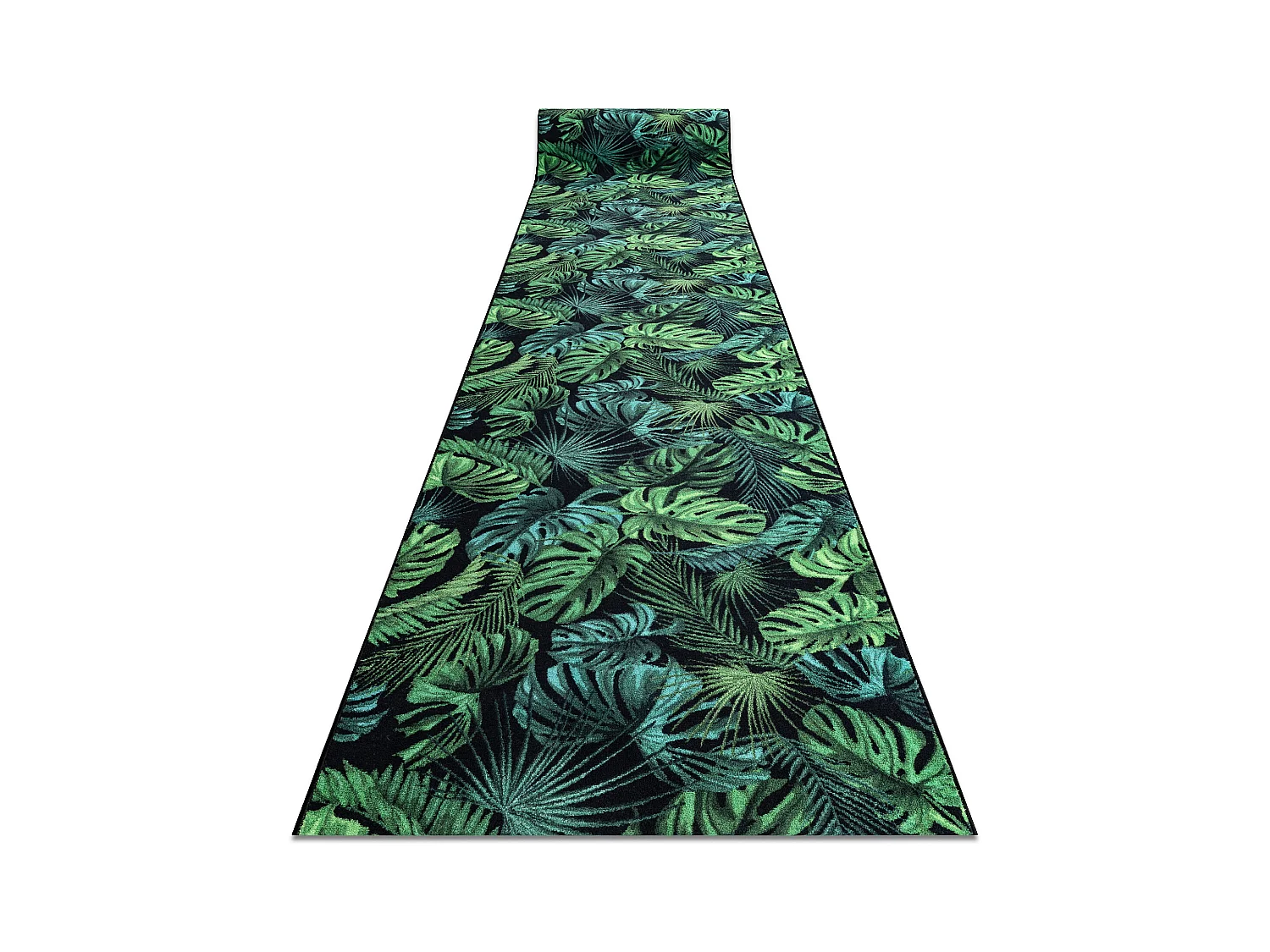 Loper antislip MONSTERA Bladeren, gom groen 67x290 cm