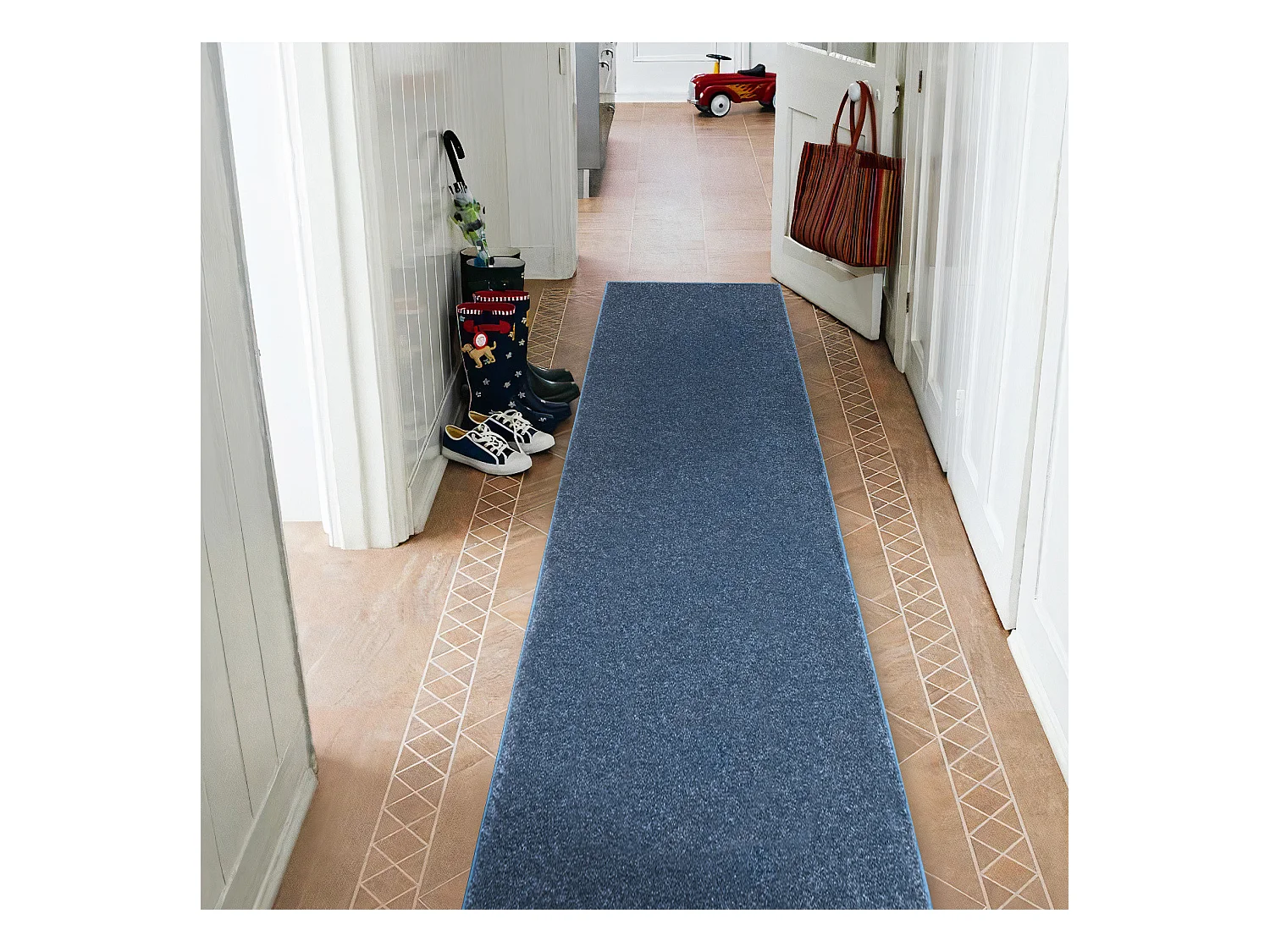 Läufer SANTA FE blau 74 eben, glatt, einfarbig 60x330 cm