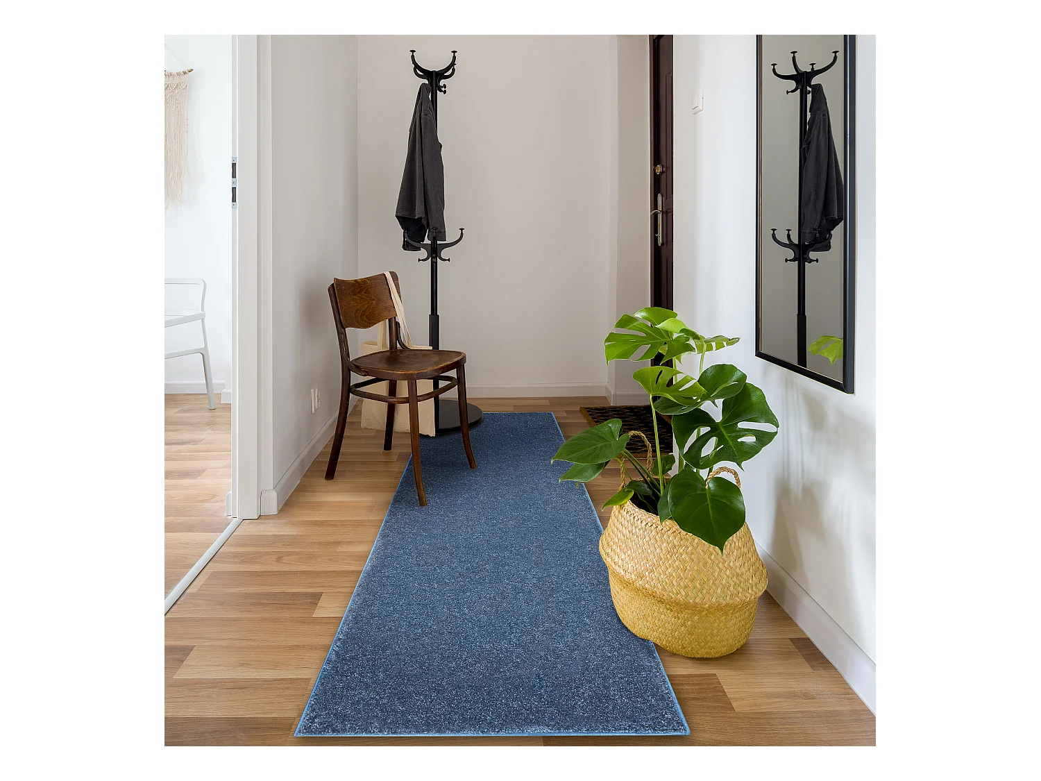 Läufer SANTA FE blau 74 eben, glatt, einfarbig 60x330 cm