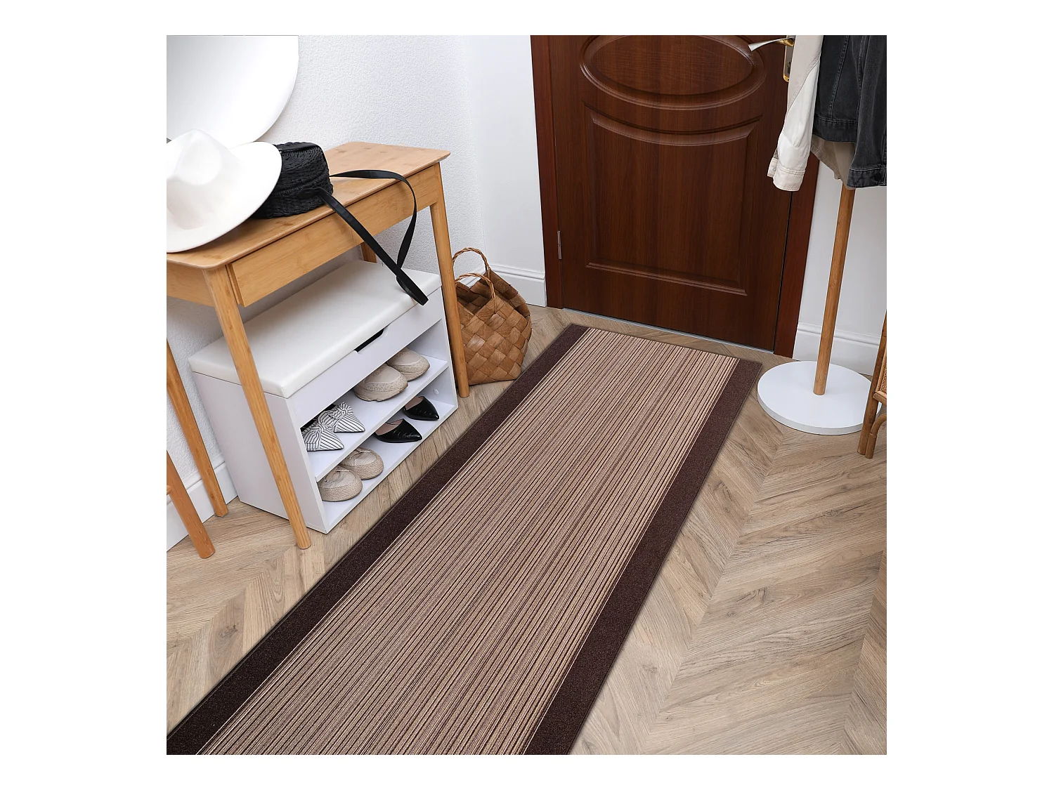 TAPIS DE COULOIR ANTIDÉRAPANT CARNABY marron 67x860 cm