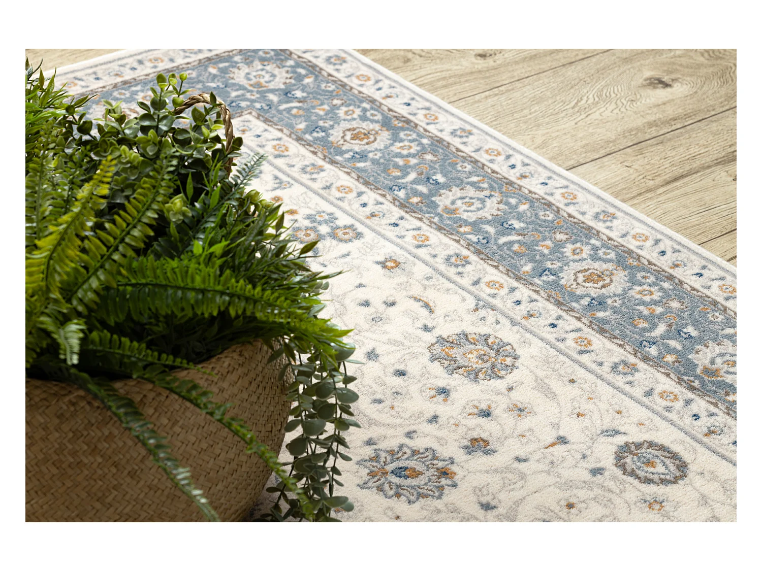 Tapijt NAIN Ornament, frame, 7179/51643 beige / blauw 80x150 cm
