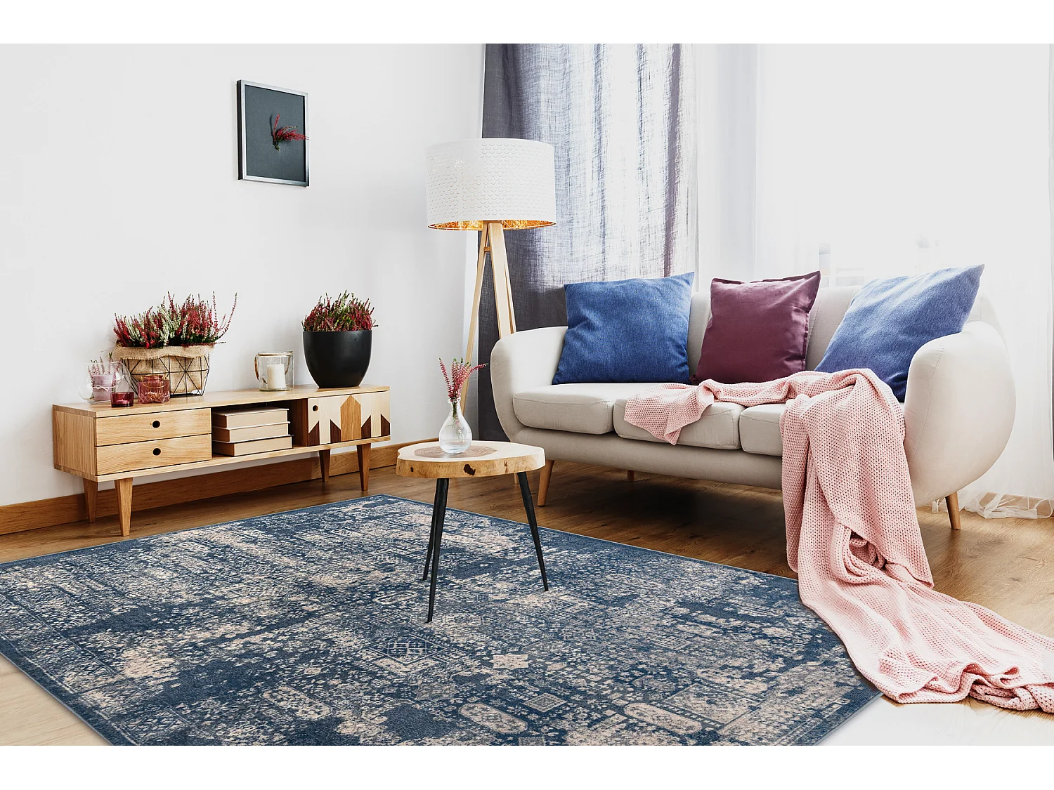 Tapis NAIN Ornement vintage 7591/51644 bleu foncé / beige 240x340 cm