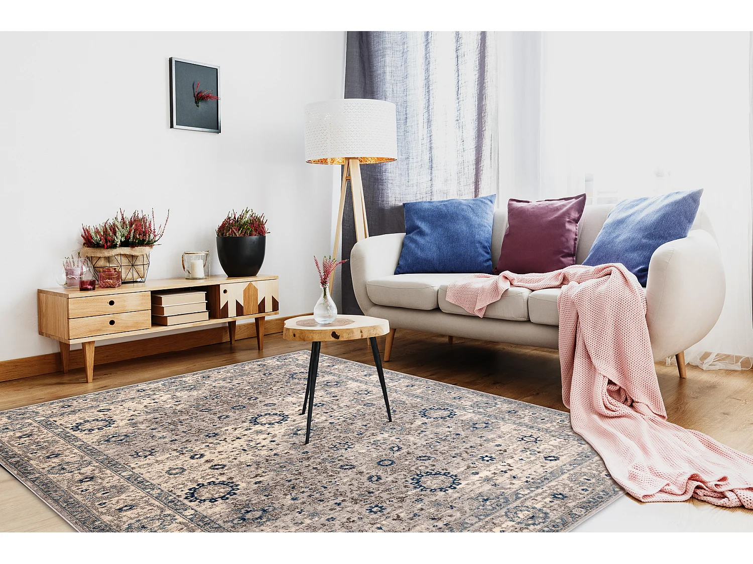 Tapijt NAIN Ornament, frame, 7586/51635 beige / blauw 120x170 cm