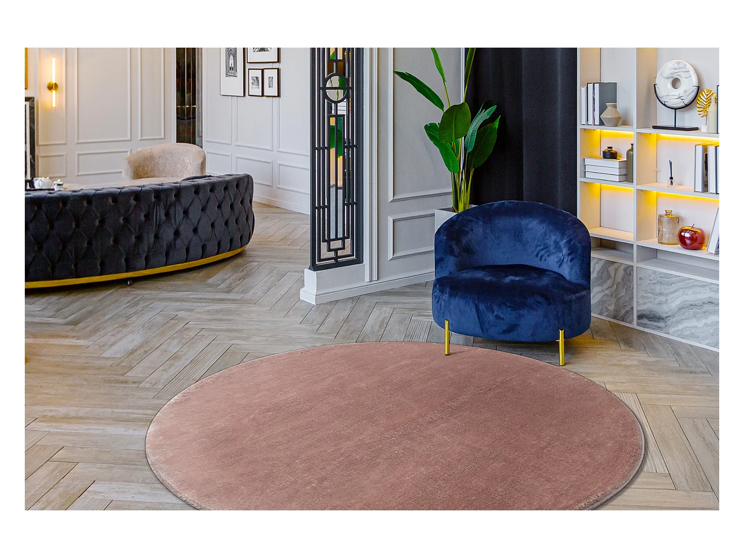 Tapijt VISCO cirkel roze 8 pluche, IMITATIE KONIJNEJ BONT cercle 200 cm