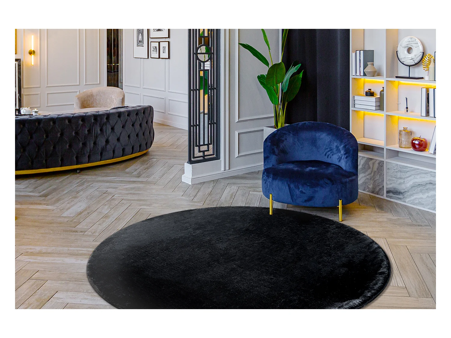 Tapijt VISCO cirkel grijskleuring 5 pluche, IMITATIE KONIJNEJ BONT cercle 120 cm