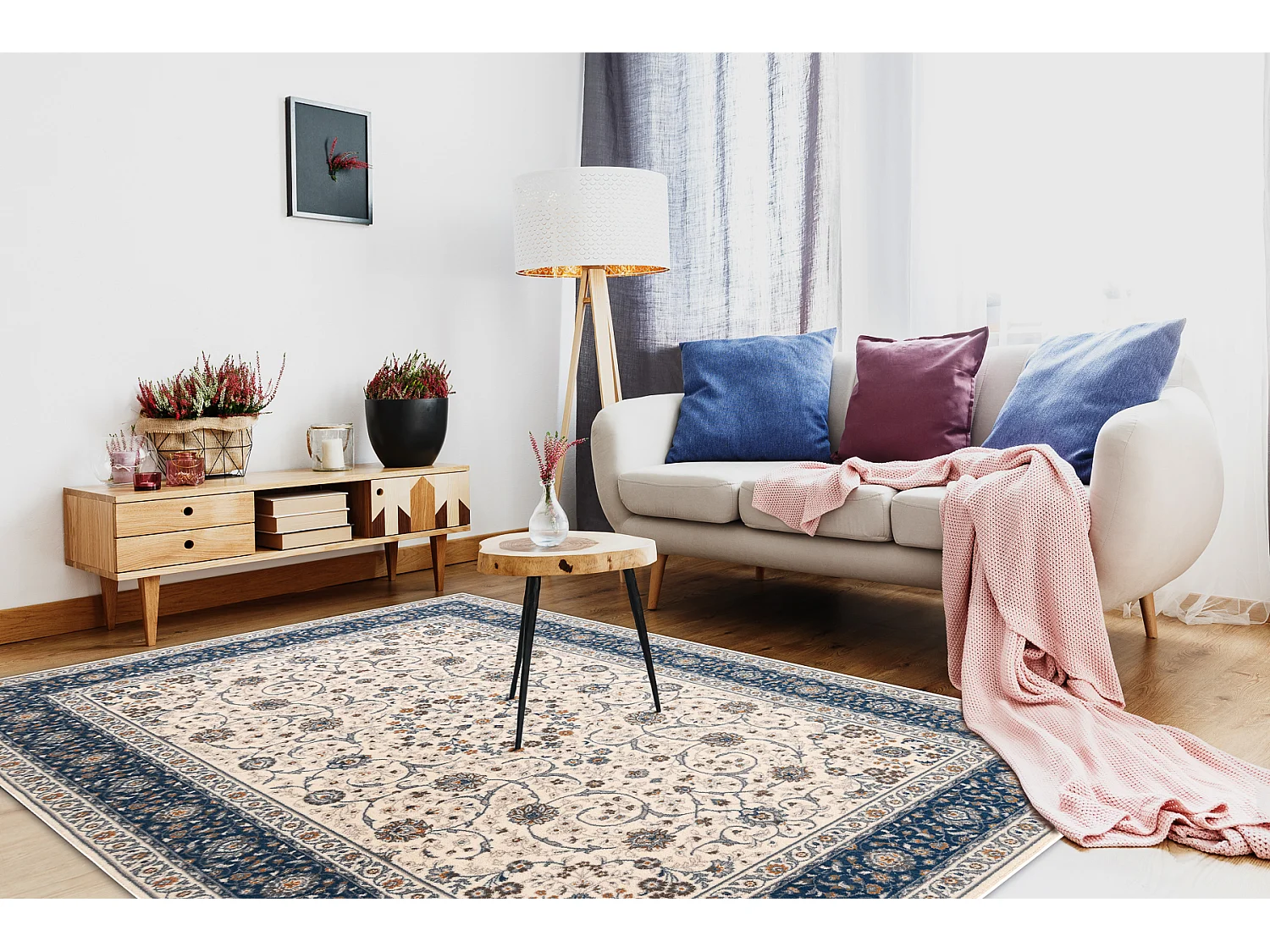 Tapete NAIN Ornamento, quadro, 7179/51613 bege / azul 240x340 cm