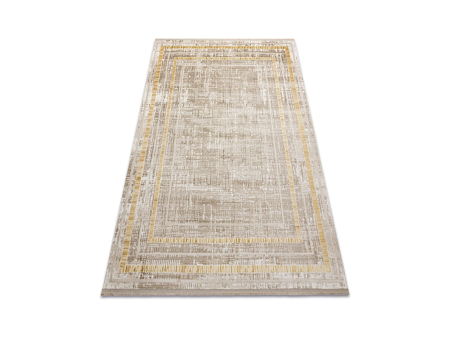 Tapis moderne DUKE 51523 beige / or - Cadre, structuré, très doux, f 160x220 cm