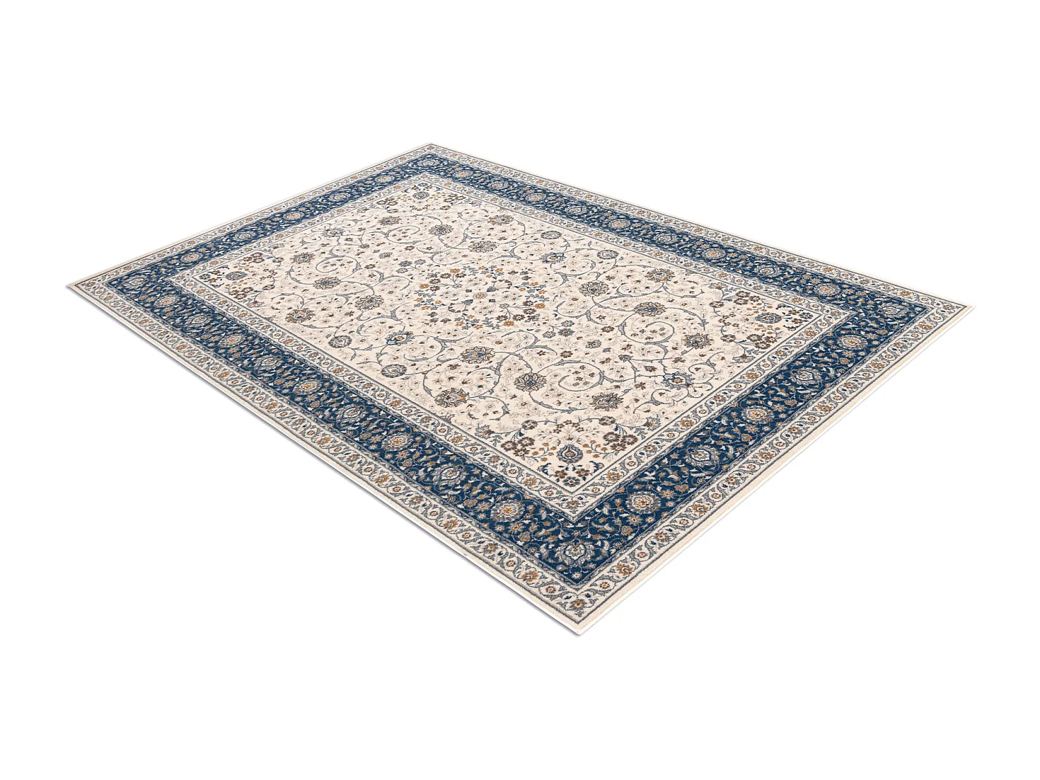 Teppich Wolle NAIN Ornament, Rahmen, 7179/51613 beige / blau 200x300 cm